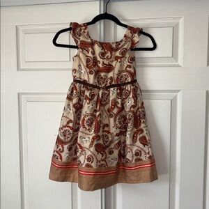 Janie and Jack Horse Paisley Dress Size 5 Brown Orange Equestrian Sundress